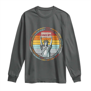 Statue of Liberty Hands Off Protest Long Sleeve Shirt Resist Resistance TS10 Dark Heather Print Your Wear