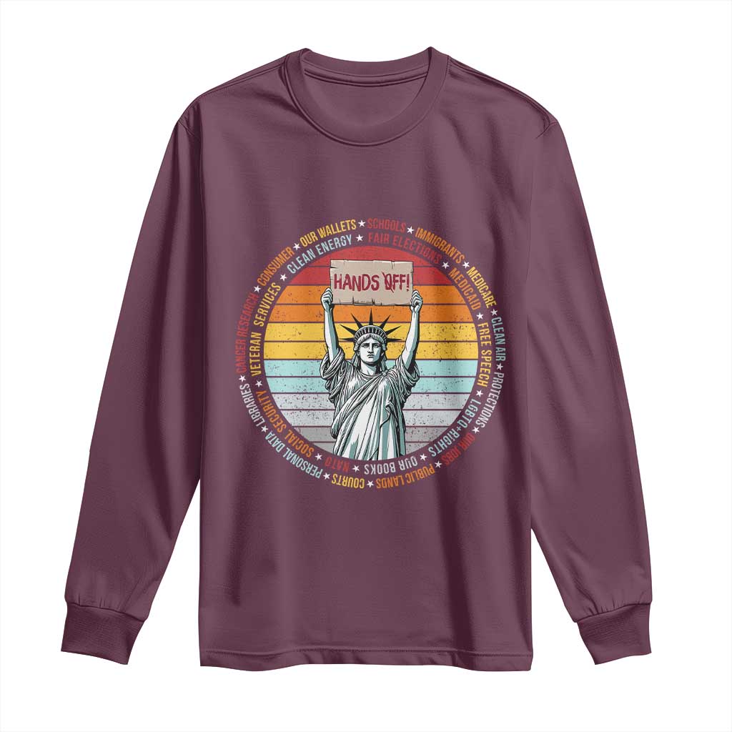 Statue of Liberty Hands Off Protest Long Sleeve Shirt Resist Resistance TS10 Maroon Print Your Wear