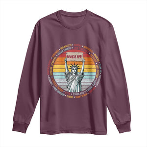 Statue of Liberty Hands Off Protest Long Sleeve Shirt Resist Resistance TS10 Maroon Print Your Wear