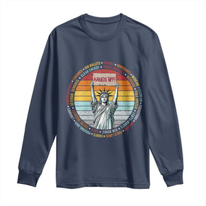 Statue of Liberty Hands Off Protest Long Sleeve Shirt Resist Resistance TS10 Navy Print Your Wear
