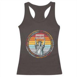 Statue of Liberty Hands Off Protest Racerback Tank Top Resist Resistance TS10 Dark Chocolate Print Your Wear