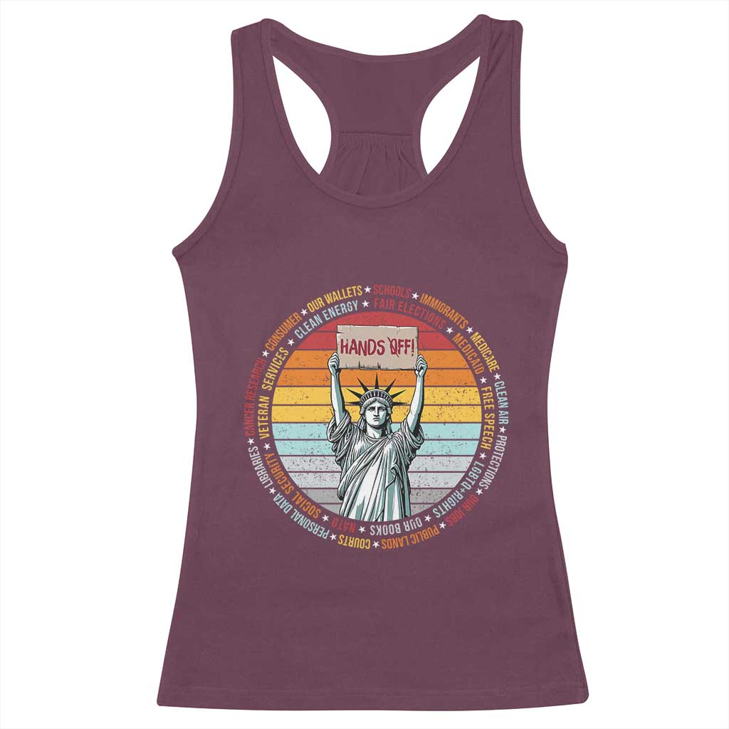Statue of Liberty Hands Off Protest Racerback Tank Top Resist Resistance TS10 Maroon Print Your Wear