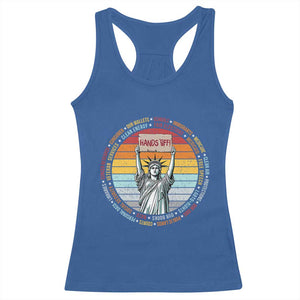 Statue of Liberty Hands Off Protest Racerback Tank Top Resist Resistance TS10 Royal Blue Print Your Wear