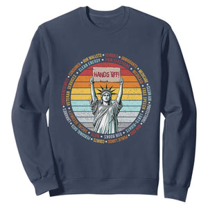 Statue of Liberty Hands Off Protest Sweatshirt Resist Resistance TS10 Navy Print Your Wear