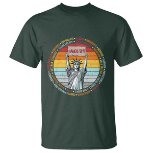 Statue of Liberty Hands Off Protest T Shirt Resist Resistance TS10 Dark Forest Green Print Your Wear