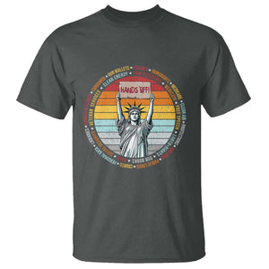 Statue of Liberty Hands Off Protest T Shirt Resist Resistance TS10 Dark Heather Print Your Wear