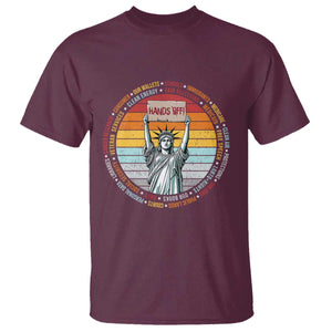 Statue of Liberty Hands Off Protest T Shirt Resist Resistance TS10 Maroon Print Your Wear