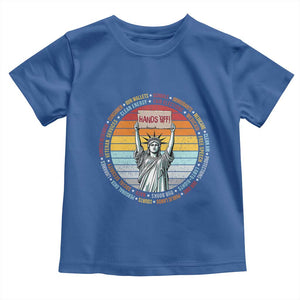 Statue of Liberty Hands Off Protest Toddler T Shirt Resist Resistance TS10 Royal Blue Print Your Wear