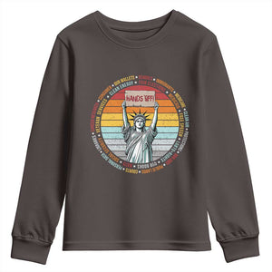 Statue of Liberty Hands Off Protest Youth Sweatshirt Resist Resistance TS10 Dark Chocolate Print Your Wear