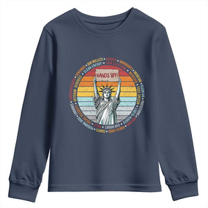 Statue of Liberty Hands Off Protest Youth Sweatshirt Resist Resistance TS10 Navy Print Your Wear