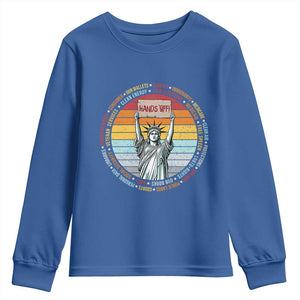 Statue of Liberty Hands Off Protest Youth Sweatshirt Resist Resistance TS10 Royal Blue Print Your Wear