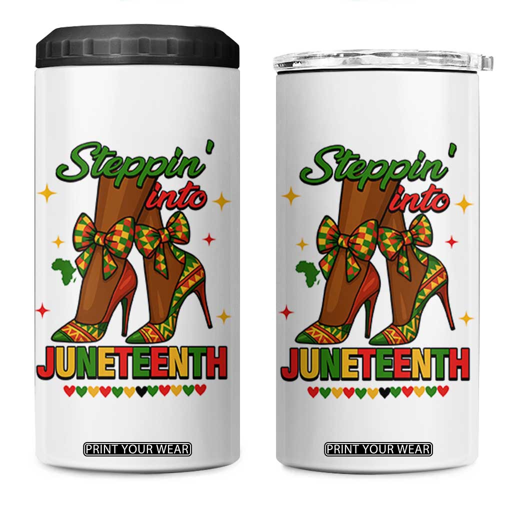 Stepping Into Juneteenth 4 in 1 Can Cooler Tumbler Afro Diva High with African Pride TS02 One Size: 16 oz White Print Your Wear