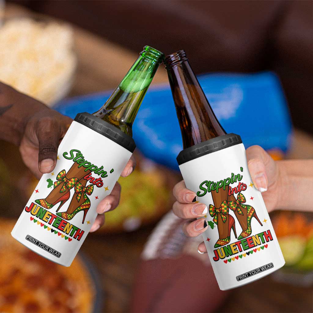 Stepping Into Juneteenth 4 in 1 Can Cooler Tumbler Afro Diva High with African Pride TS02 Print Your Wear