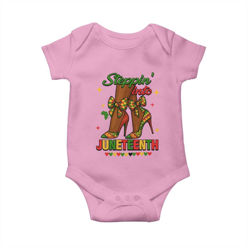 Stepping Into Juneteenth Baby Onesie Afro Diva High with African Pride TS02 Light Pink Print Your Wear