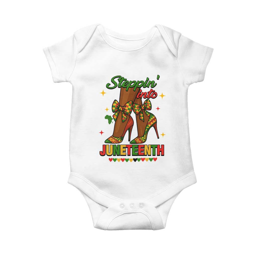 Stepping Into Juneteenth Baby Onesie Afro Diva High with African Pride TS02 White Print Your Wear