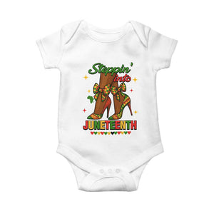 Stepping Into Juneteenth Baby Onesie Afro Diva High with African Pride TS02 White Print Your Wear