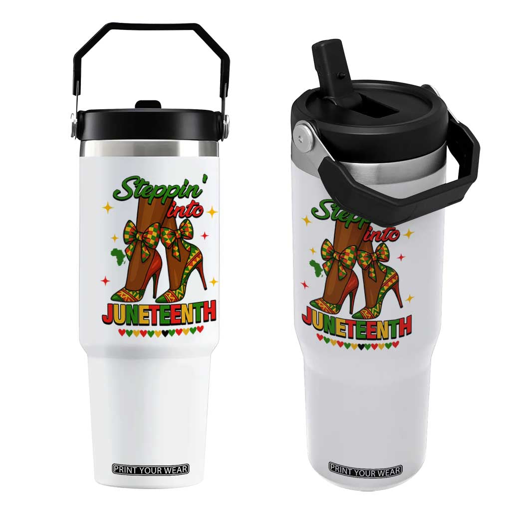 Stepping Into Juneteenth Flip Straw Tumbler Afro Diva High with African Pride TS02 One Size: 30 oz White Print Your Wear