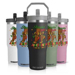 Stepping Into Juneteenth Flip Straw Tumbler Afro Diva High with African Pride TS02 Print Your Wear