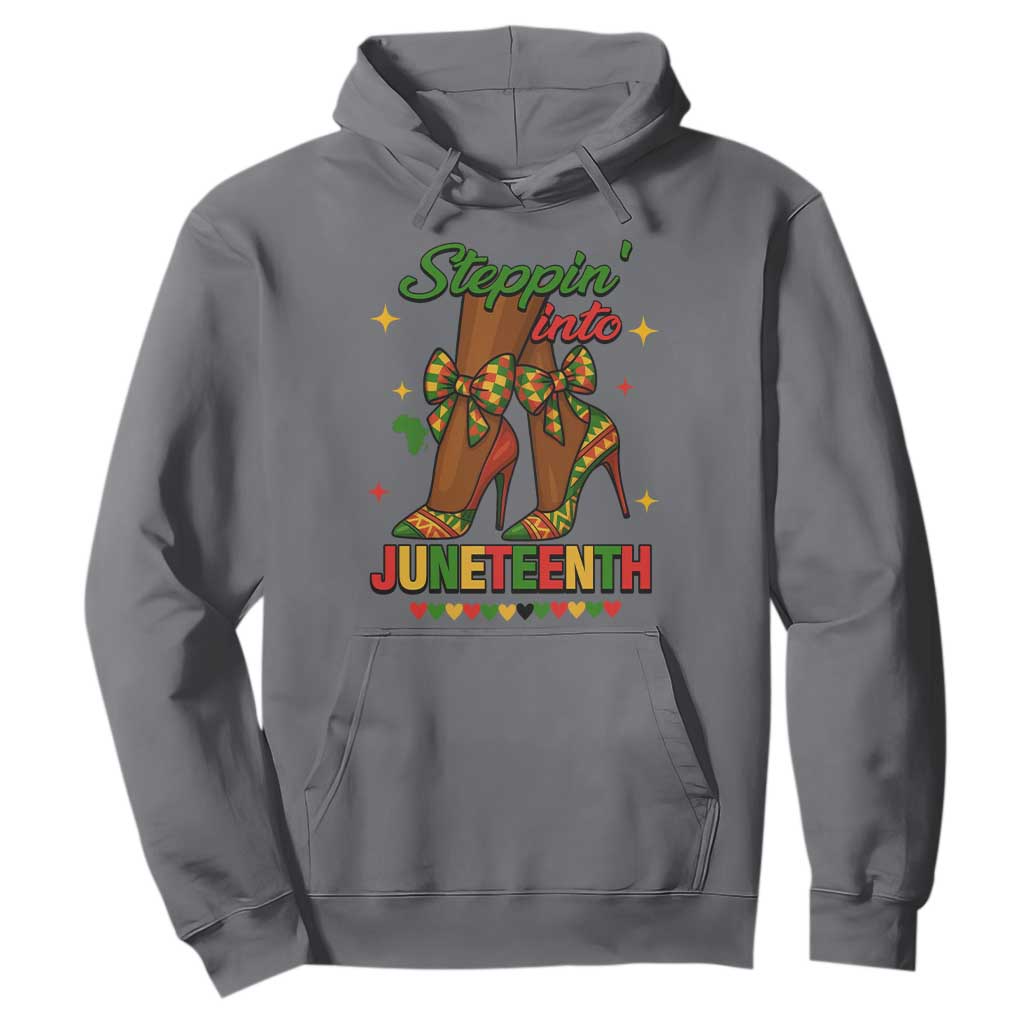 Stepping Into Juneteenth Hoodie Afro Diva High with African Pride TS02 Charcoal Print Your Wear