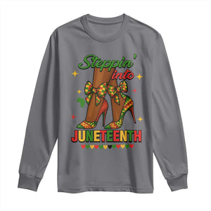 Stepping Into Juneteenth Long Sleeve Shirt Afro Diva High with African Pride TS02 Charcoal Print Your Wear