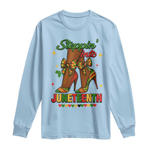 Stepping Into Juneteenth Long Sleeve Shirt Afro Diva High with African Pride TS02 Light Blue Print Your Wear