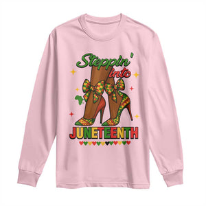 Stepping Into Juneteenth Long Sleeve Shirt Afro Diva High with African Pride TS02 Light Pink Print Your Wear