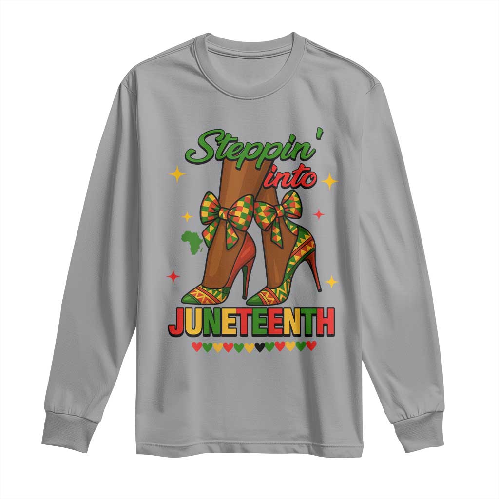 Stepping Into Juneteenth Long Sleeve Shirt Afro Diva High with African Pride TS02 Sport Gray Print Your Wear