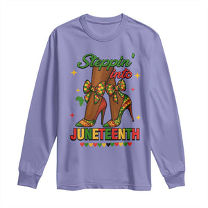 Stepping Into Juneteenth Long Sleeve Shirt Afro Diva High with African Pride TS02 Violet Print Your Wear