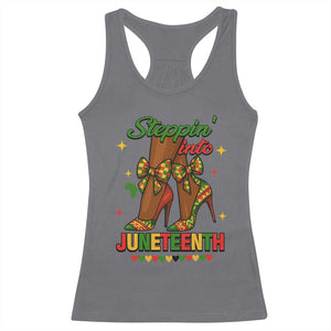 Stepping Into Juneteenth Racerback Tank Top Afro Diva High with African Pride TS02 Charcoal Print Your Wear