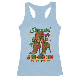 Stepping Into Juneteenth Racerback Tank Top Afro Diva High with African Pride TS02 Light Blue Print Your Wear