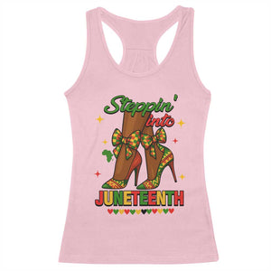 Stepping Into Juneteenth Racerback Tank Top Afro Diva High with African Pride TS02 Light Pink Print Your Wear