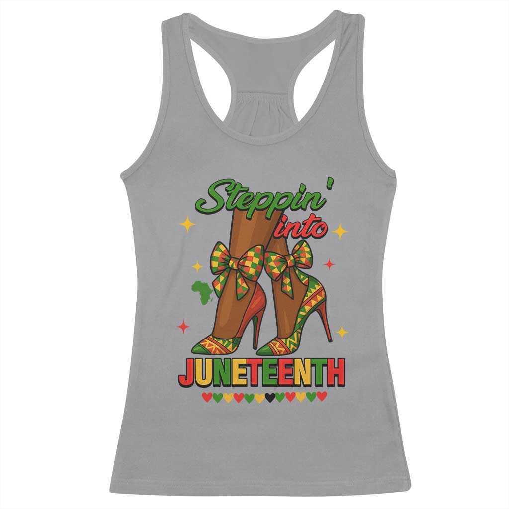 Stepping Into Juneteenth Racerback Tank Top Afro Diva High with African Pride TS02 Sport Gray Print Your Wear
