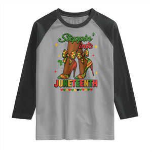 Stepping Into Juneteenth Raglan Shirt Afro Diva High with African Pride TS02 Sport Gray Black Print Your Wear