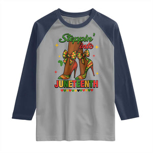 Stepping Into Juneteenth Raglan Shirt Afro Diva High with African Pride TS02 Sport Gray Navy Print Your Wear