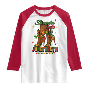 Stepping Into Juneteenth Raglan Shirt Afro Diva High with African Pride TS02 White Red Print Your Wear