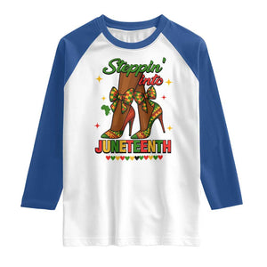 Stepping Into Juneteenth Raglan Shirt Afro Diva High with African Pride TS02 White Royal Print Your Wear