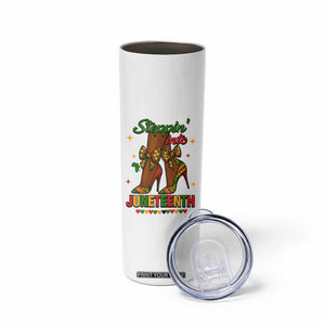 Stepping Into Juneteenth Skinny Tumbler Afro Diva High with African Pride TS02 Print Your Wear