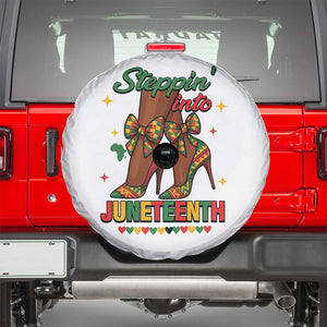 Stepping Into Juneteenth Spare Tire Cover Afro Diva High with African Pride TS02 White Print Your Wear