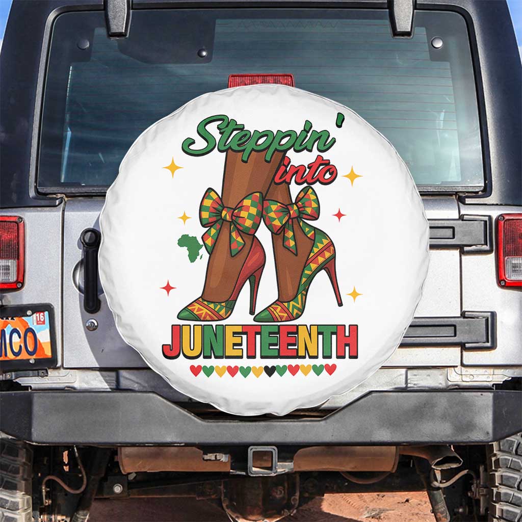 Stepping Into Juneteenth Spare Tire Cover Afro Diva High with African Pride TS02 No hole White Print Your Wear