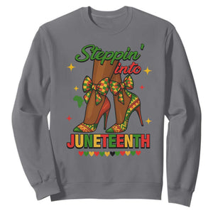 Stepping Into Juneteenth Sweatshirt Afro Diva High with African Pride TS02 Charcoal Print Your Wear