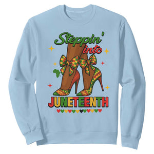 Stepping Into Juneteenth Sweatshirt Afro Diva High with African Pride TS02 Light Blue Print Your Wear