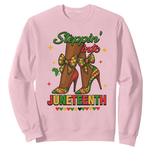 Stepping Into Juneteenth Sweatshirt Afro Diva High with African Pride TS02 Light Pink Print Your Wear