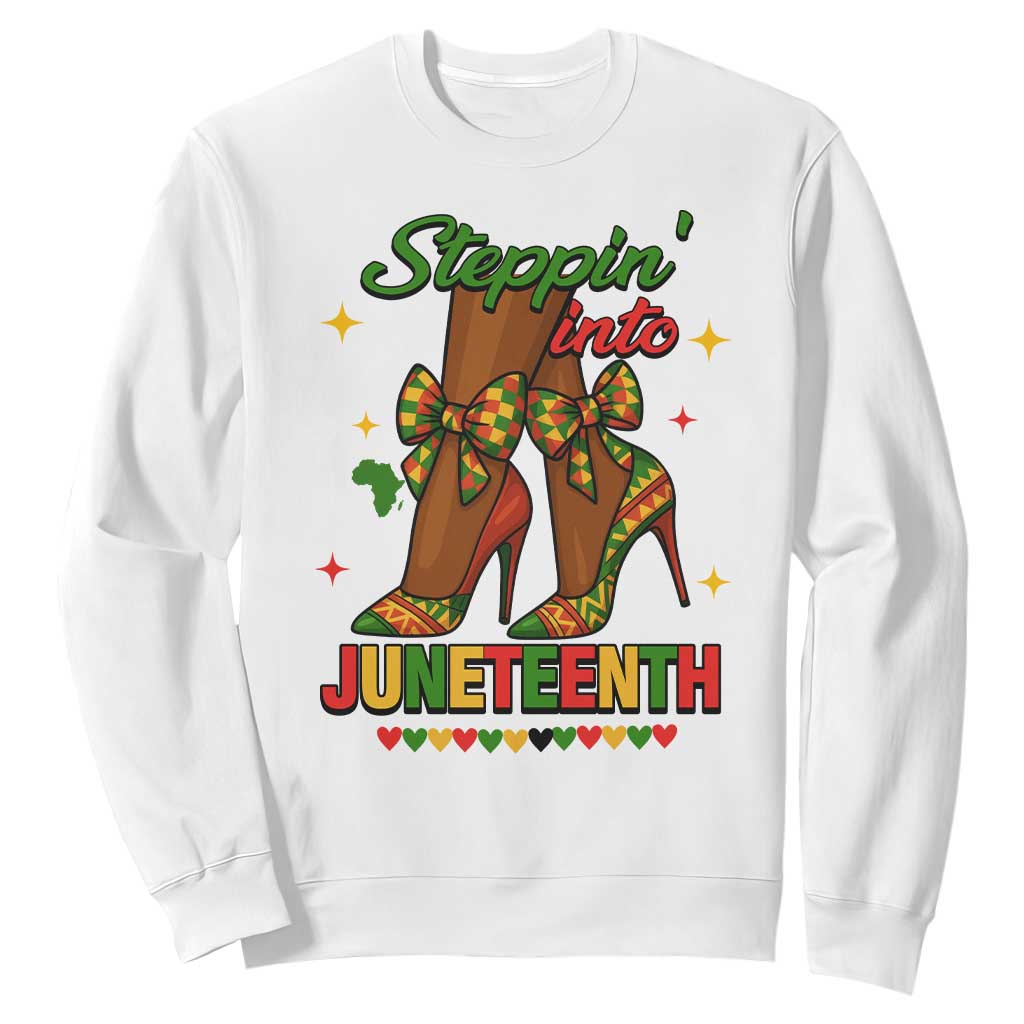 Stepping Into Juneteenth Sweatshirt Afro Diva High with African Pride TS02 White Print Your Wear