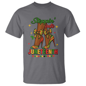 Stepping Into Juneteenth T Shirt Afro Diva High with African Pride TS02 Charcoal Print Your Wear