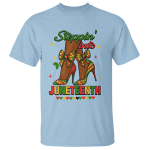 Stepping Into Juneteenth T Shirt Afro Diva High with African Pride TS02 Light Blue Print Your Wear
