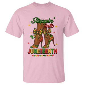 Stepping Into Juneteenth T Shirt Afro Diva High with African Pride TS02 Light Pink Print Your Wear