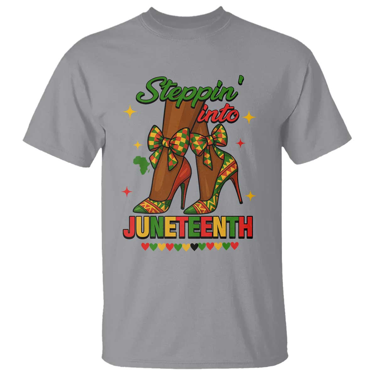 Stepping Into Juneteenth T Shirt Afro Diva High with African Pride TS02 Sport Gray Print Your Wear