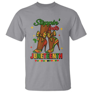 Stepping Into Juneteenth T Shirt Afro Diva High with African Pride TS02 Sport Gray Print Your Wear