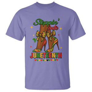 Stepping Into Juneteenth T Shirt Afro Diva High with African Pride TS02 Violet Print Your Wear