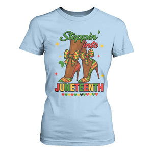 Stepping Into Juneteenth T Shirt For Women Afro Diva High with African Pride TS02 Light Blue Print Your Wear